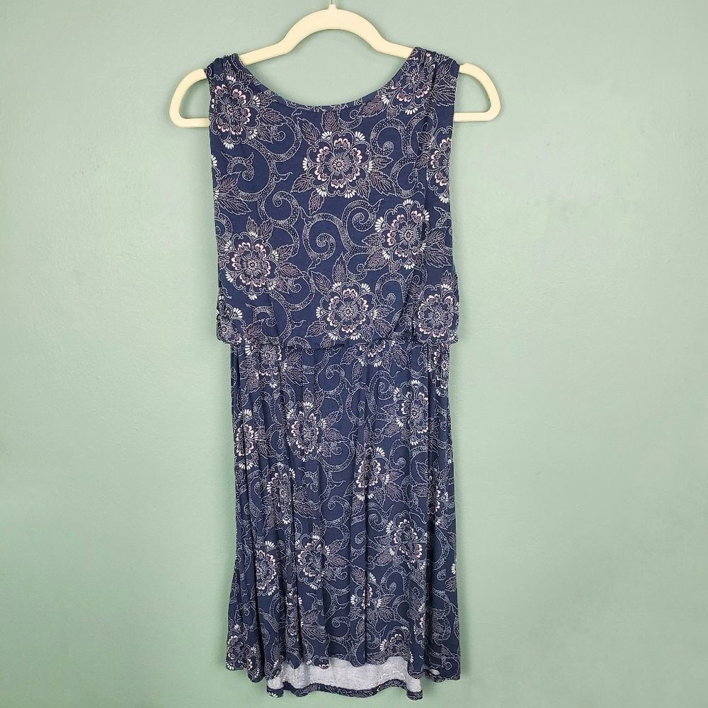 Ann Taylor Loft Outlet Sleeveless Blouson Tie Shoulder Floral Dress Size Medium - Picture 1 of 5